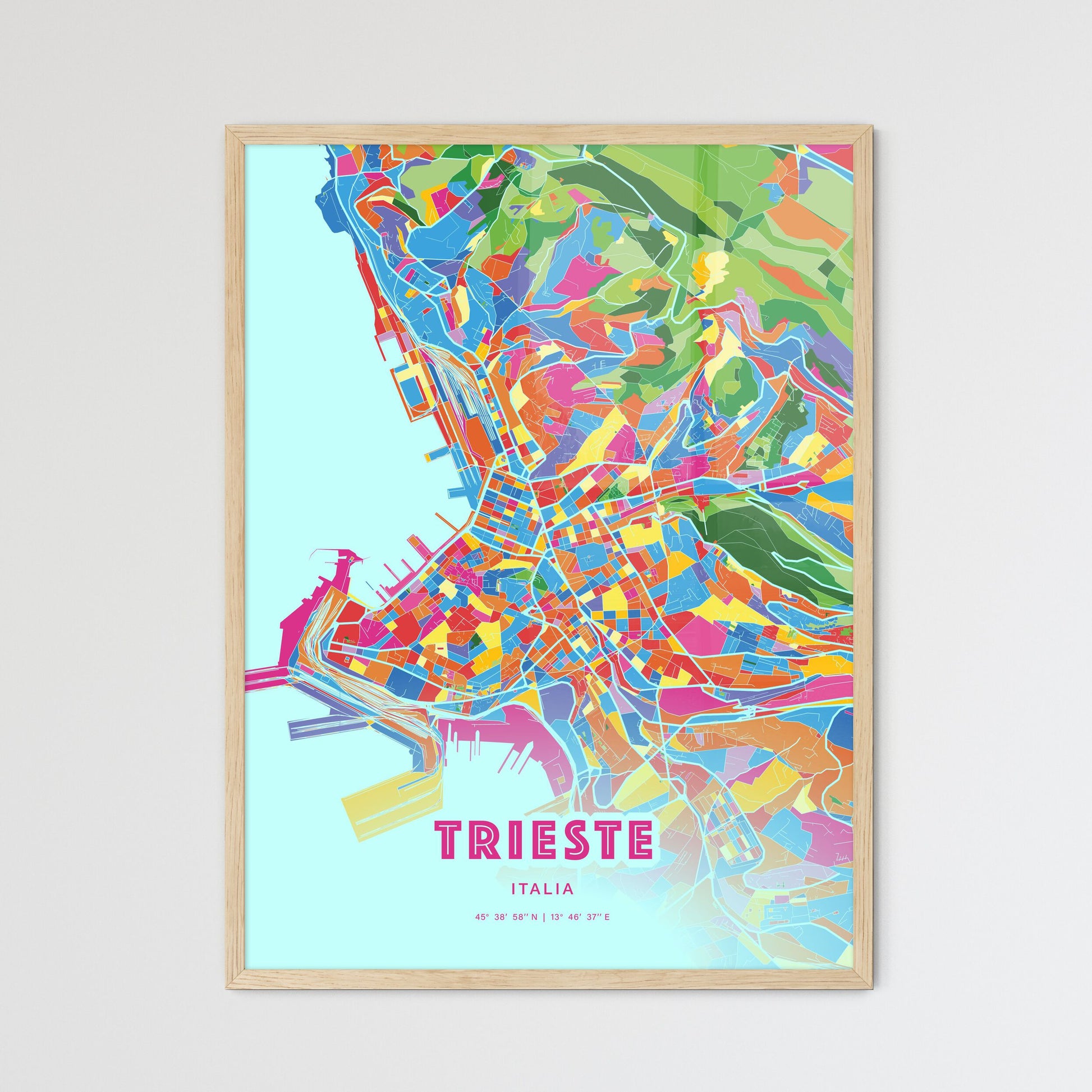 Colorful Trieste Italy Fine Art Map Crazy Colors