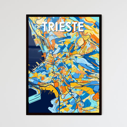 TRIESTE ITALY Vibrant Colorful Art Map Poster Blue Orange