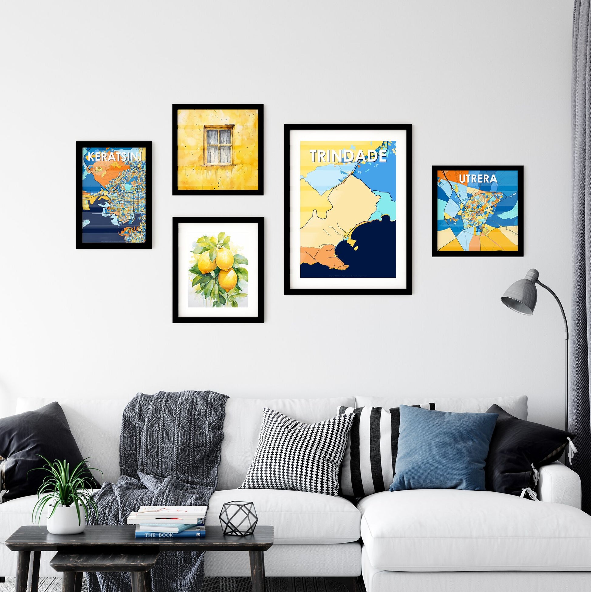 TRINDADE BRAZIL Vibrant Colorful Art Map Poster Blue Orange