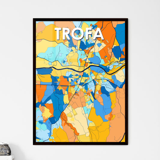 TROFA PORTUGAL Vibrant Colorful Art Map Poster Blue Orange