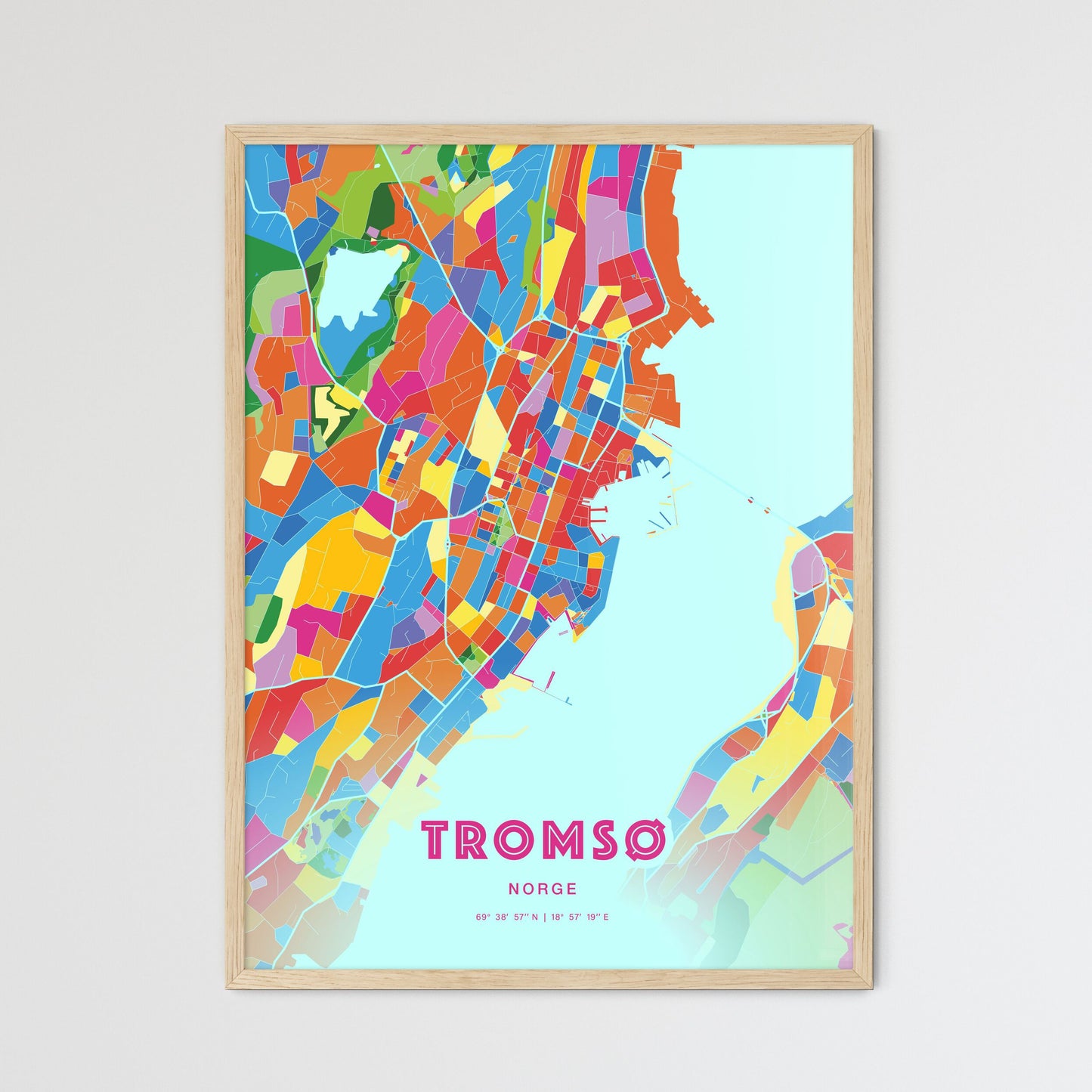 Colorful Tromsø Norway Fine Art Map Crazy Colors