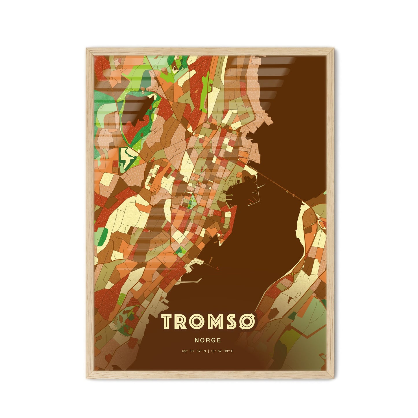 Colorful Tromsø Norway Fine Art Map Farmhouse