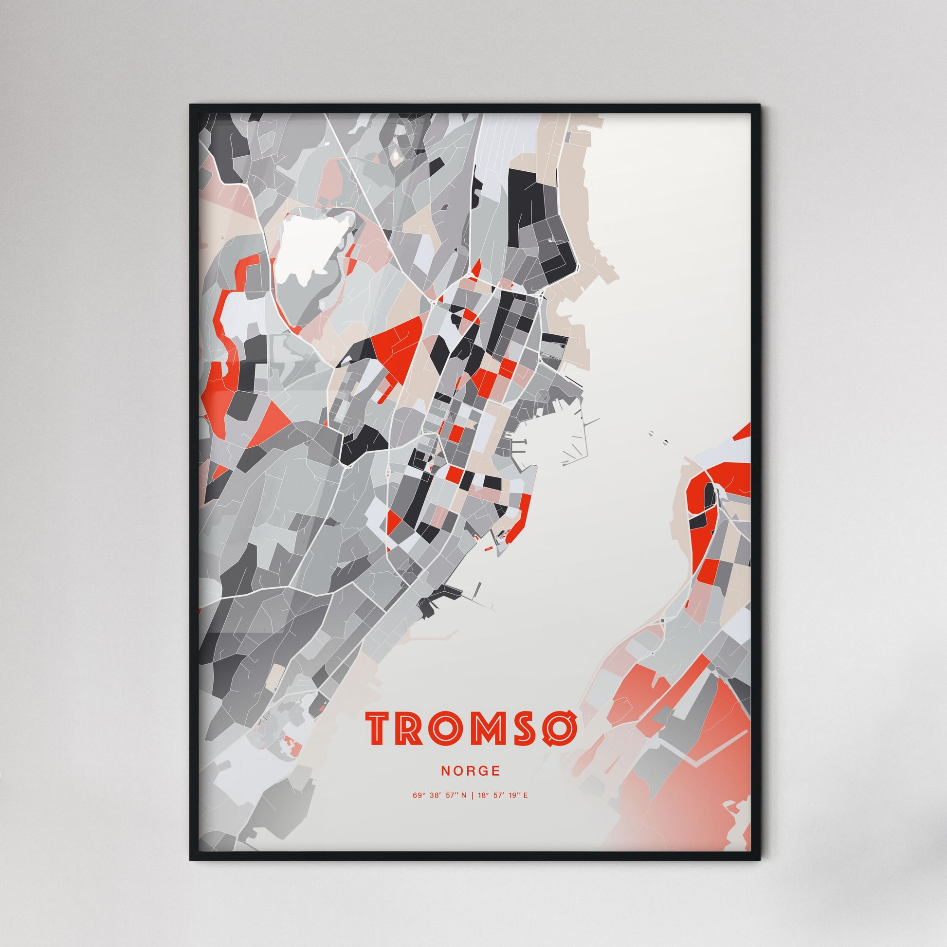 Colorful Tromsø Norway Fine Art Map Modern Expressive