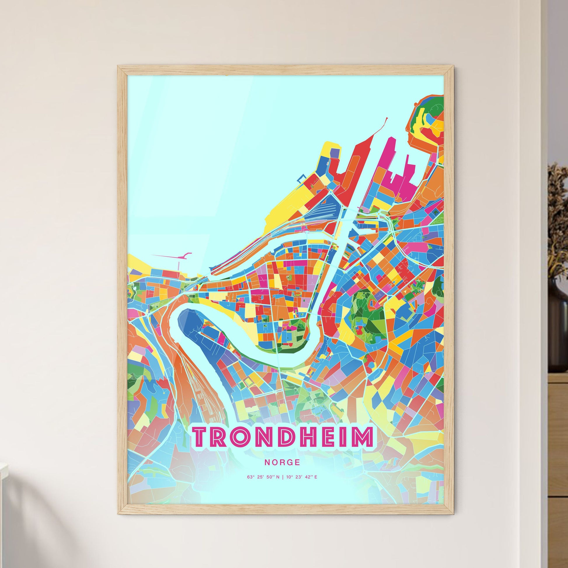 Colorful Trondheim Norway Fine Art Map Crazy Colors