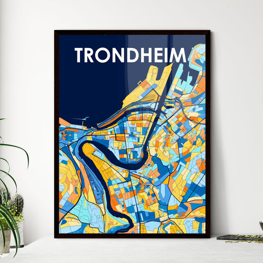 TRONDHEIM NORWAY Vibrant Colorful Art Map Poster Blue Orange