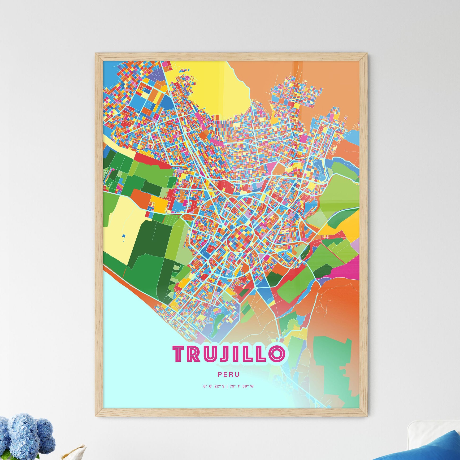 Colorful Trujillo Peru Fine Art Map Crazy Colors
