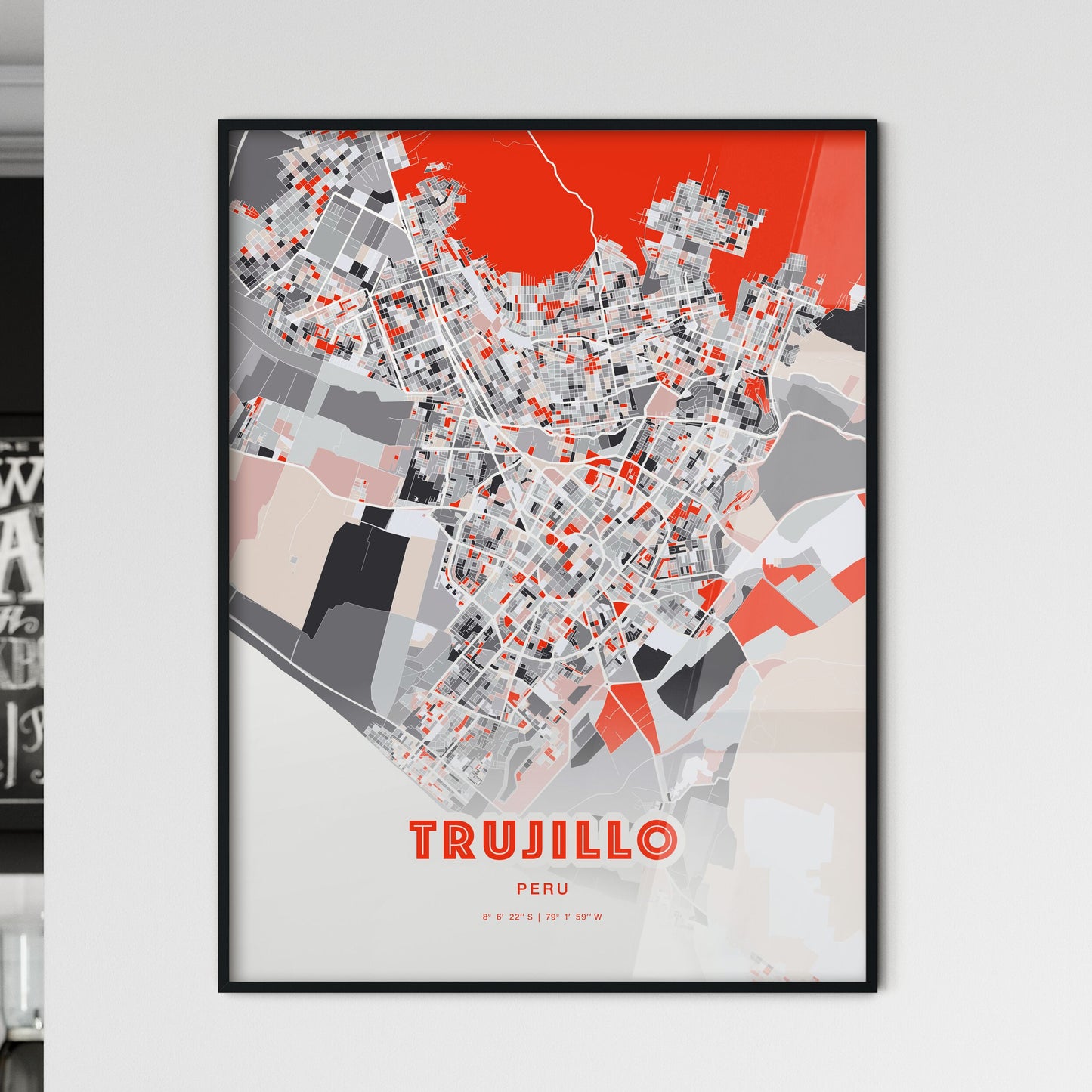 Colorful Trujillo Peru Fine Art Map Modern Expressive