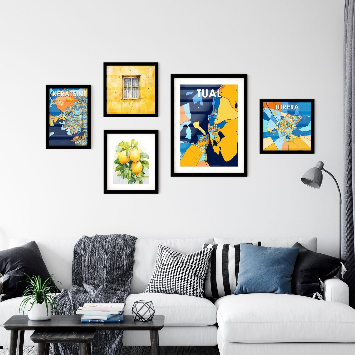 TUAL INDONESIA Vibrant Colorful Art Map Poster Blue Orange