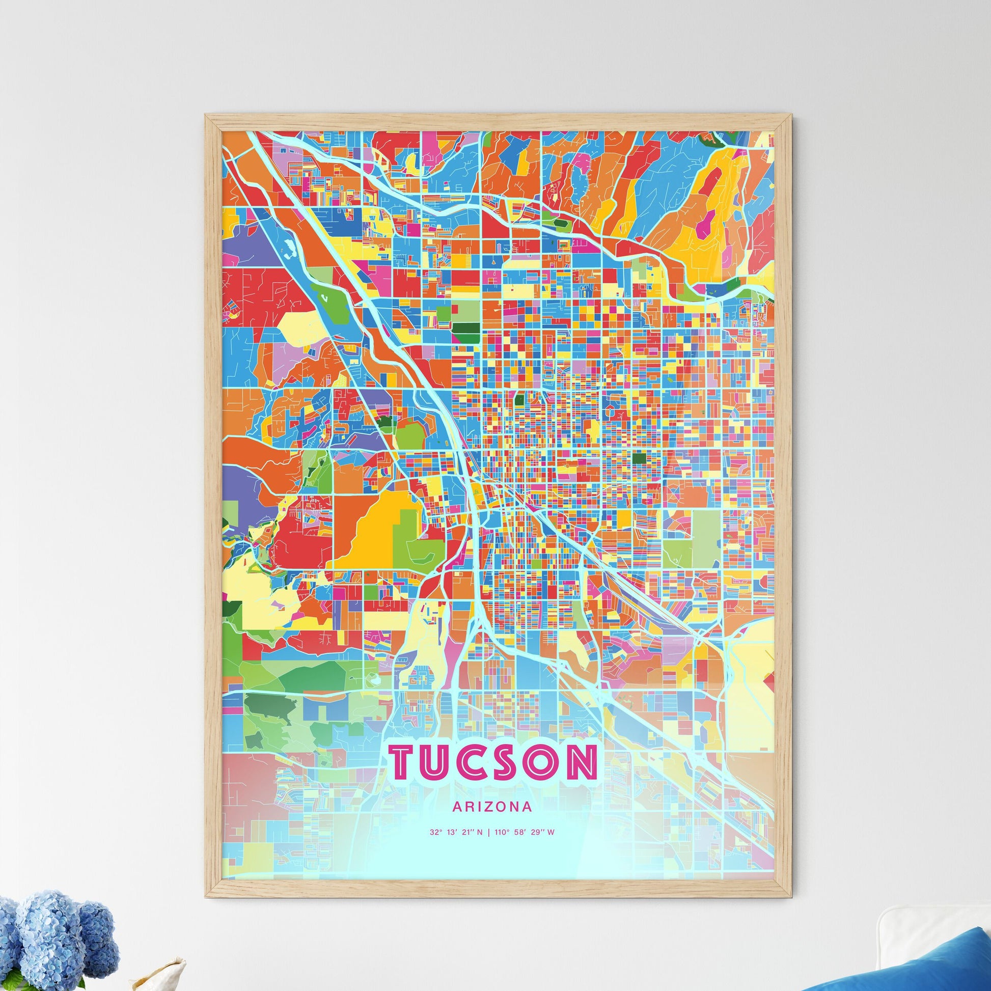 Colorful Tucson Arizona Fine Art Map Crazy Colors