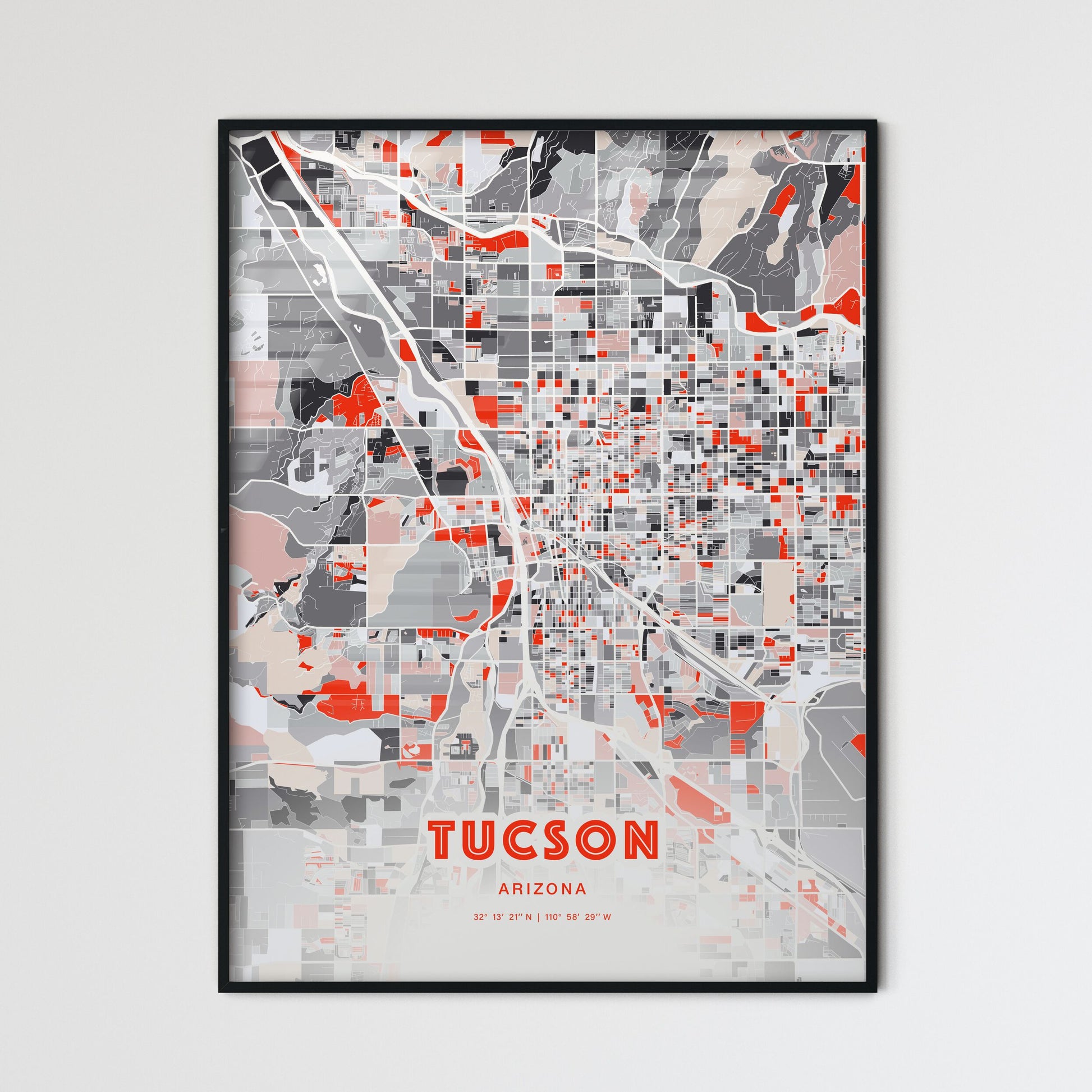 Colorful Tucson Arizona Fine Art Map Modern Expressive