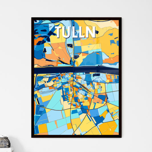 TULLN AUSTRIA Vibrant Colorful Art Map Poster Blue Orange