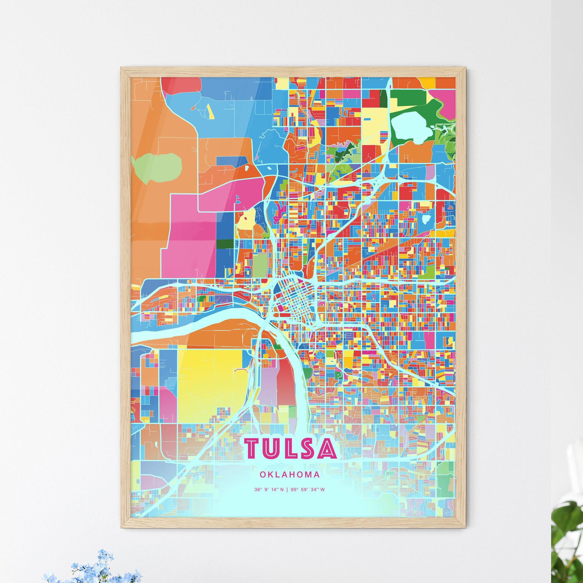 Colorful Tulsa Oklahoma Fine Art Map Crazy Colors