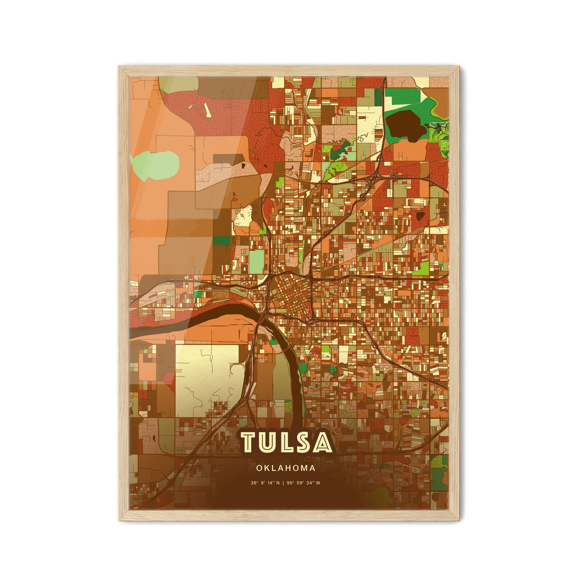 Colorful Tulsa Oklahoma Fine Art Map Farmhouse