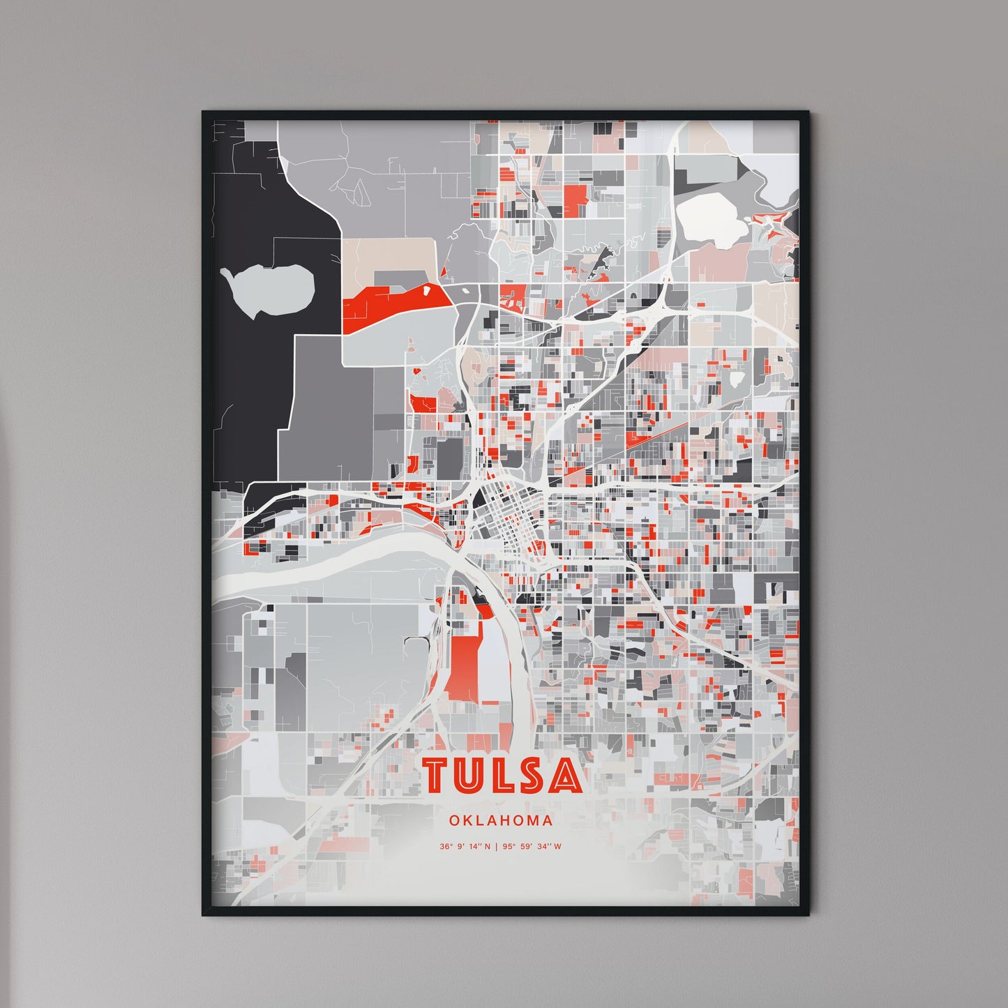 Colorful Tulsa Oklahoma Fine Art Map Modern Expressive