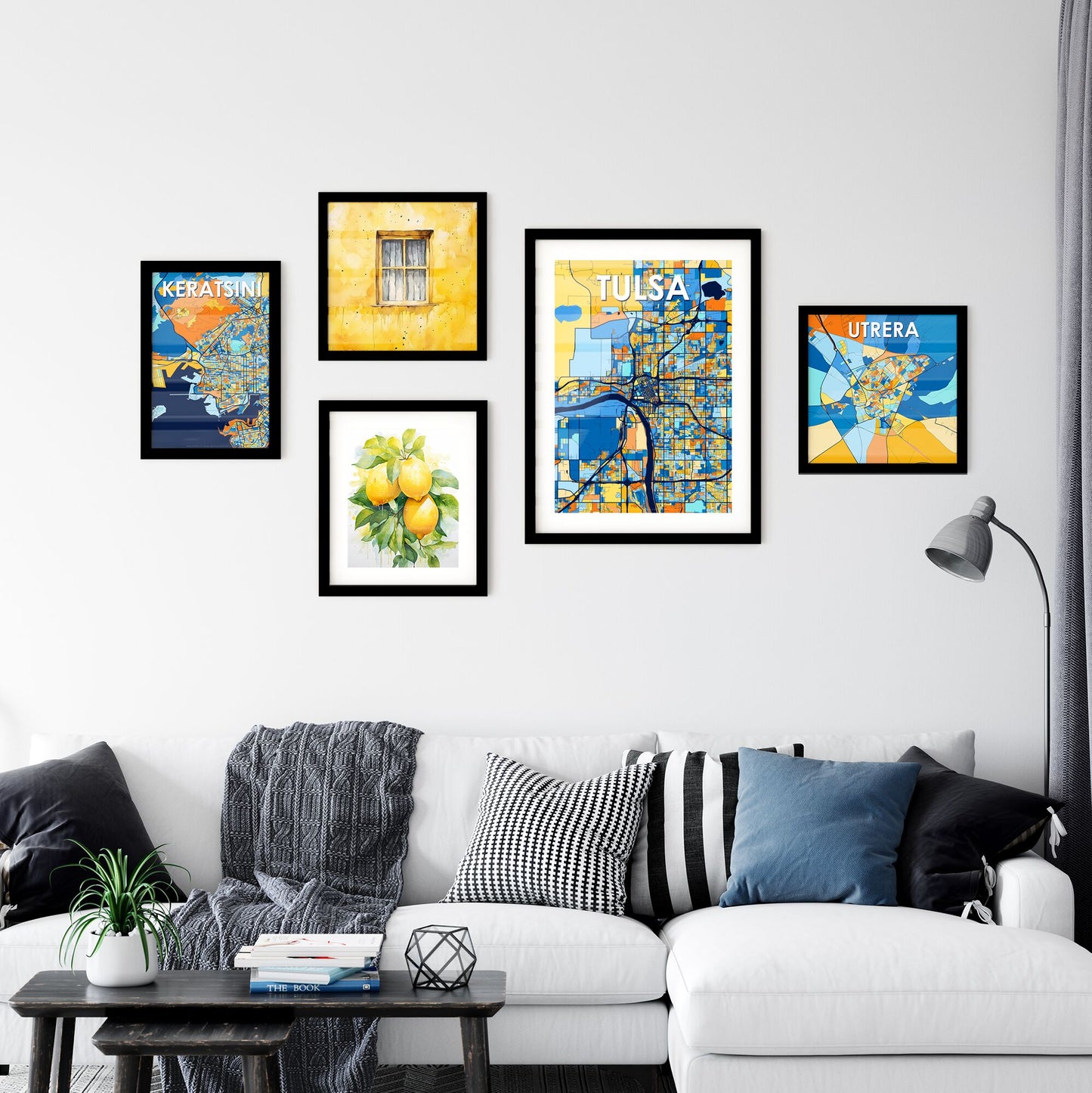 TULSA OKLAHOMA Vibrant Colorful Art Map Poster Blue Orange