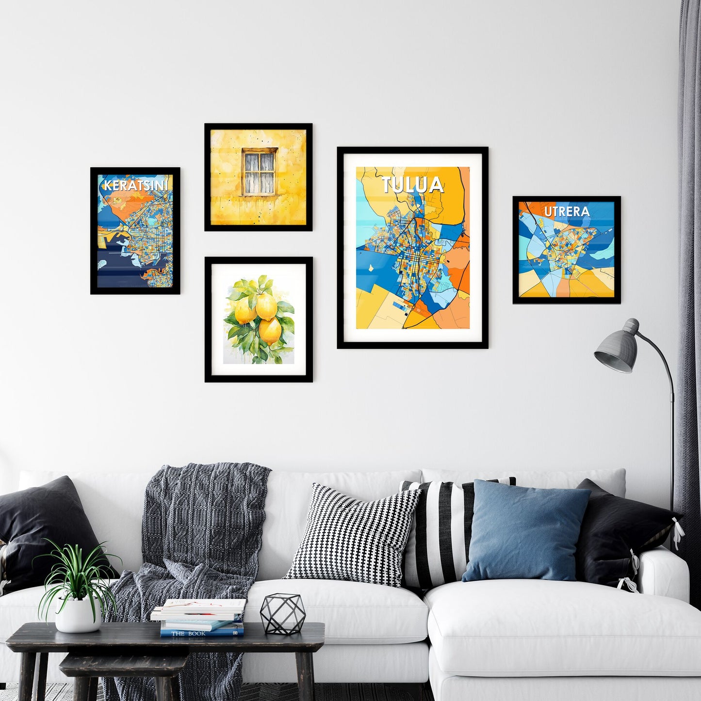 TULUA COLOMBIA Vibrant Colorful Art Map Poster Blue Orange