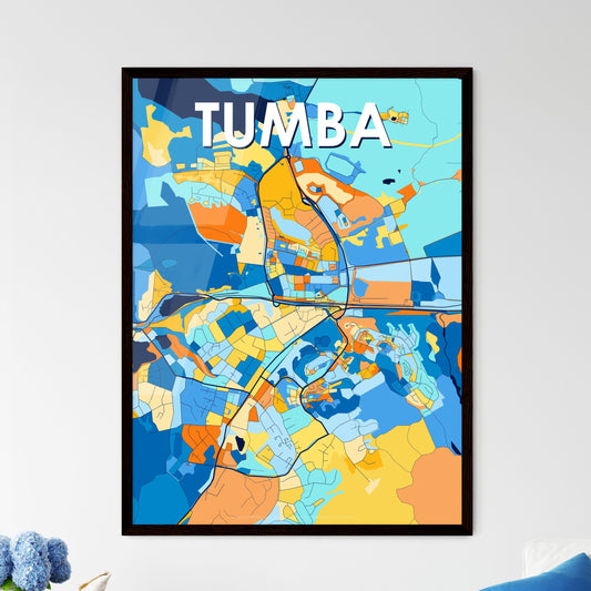 TUMBA SWEDEN Vibrant Colorful Art Map Poster Blue Orange