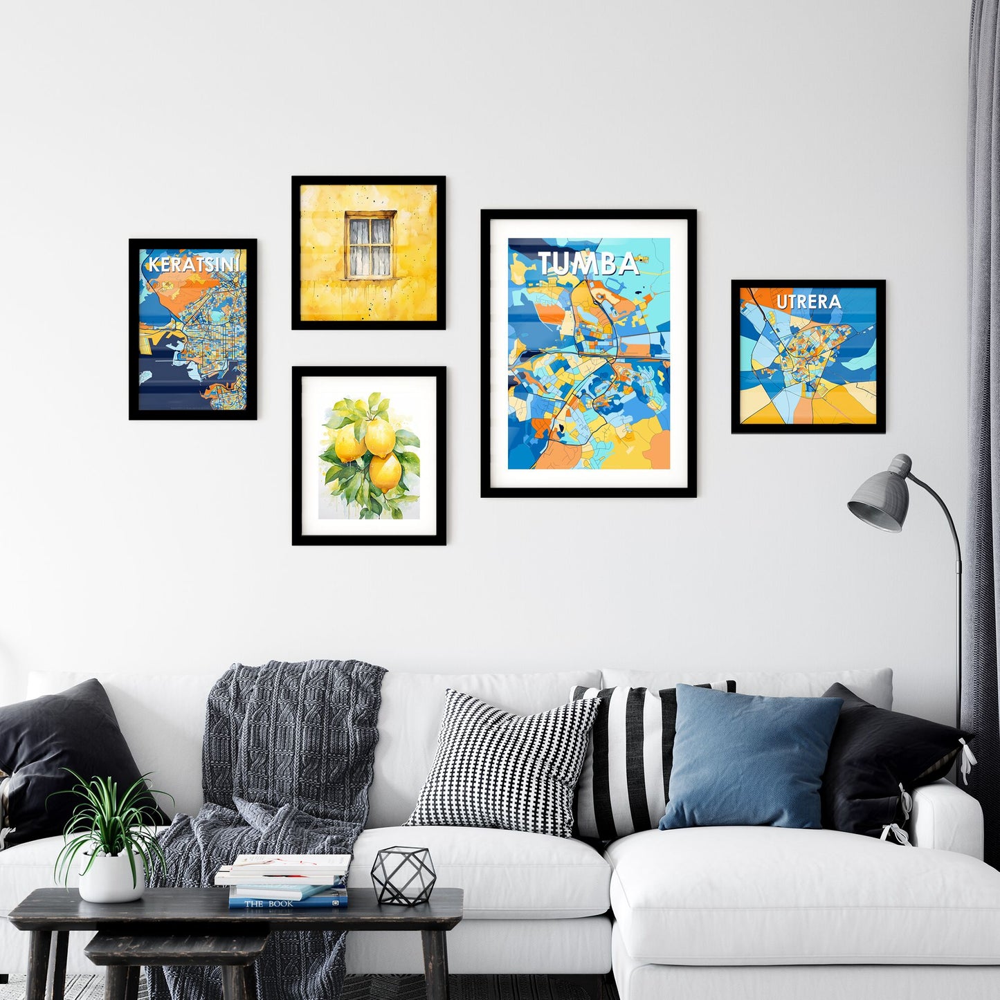 TUMBA SWEDEN Vibrant Colorful Art Map Poster Blue Orange