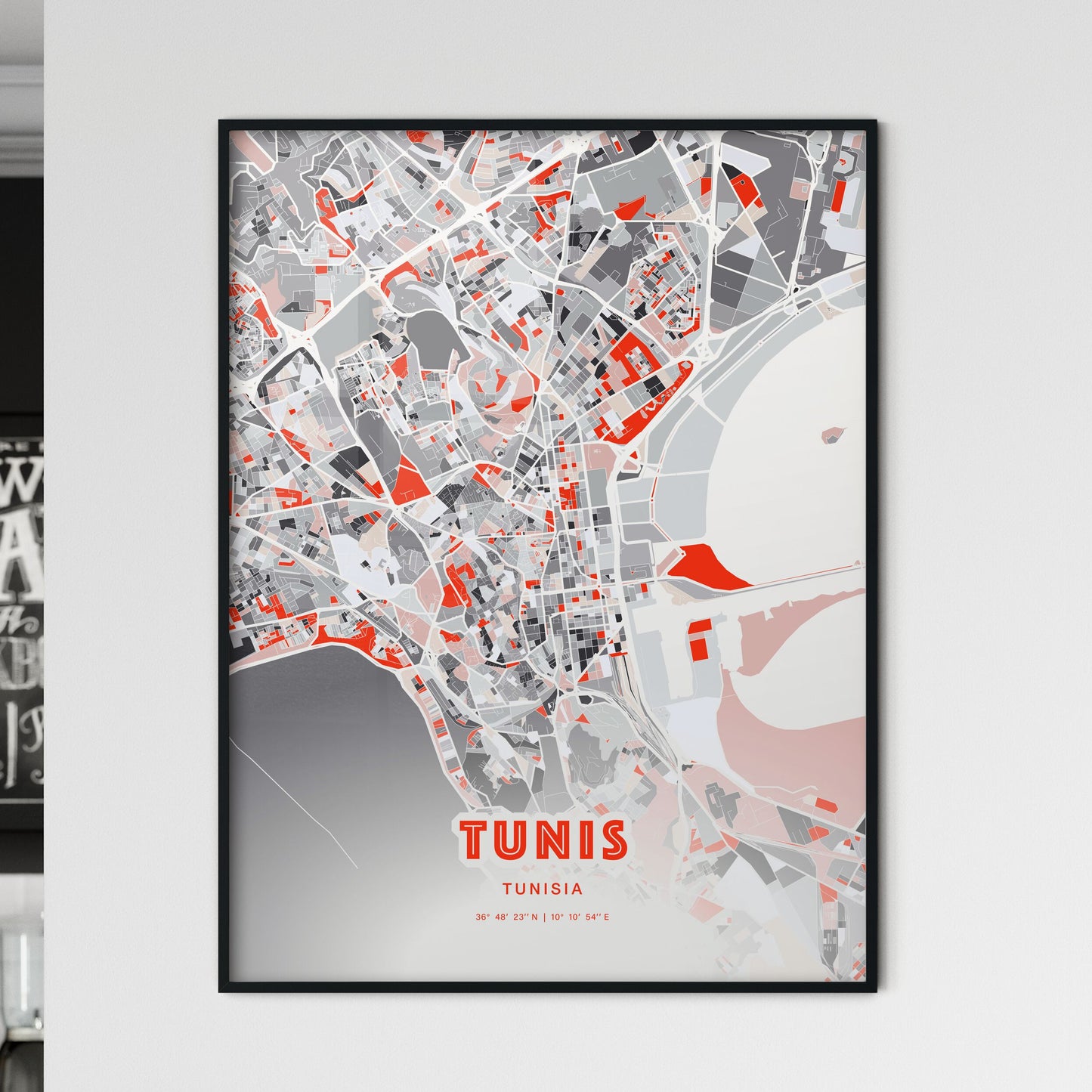 Colorful Tunis Tunisia Fine Art Map Modern Expressive