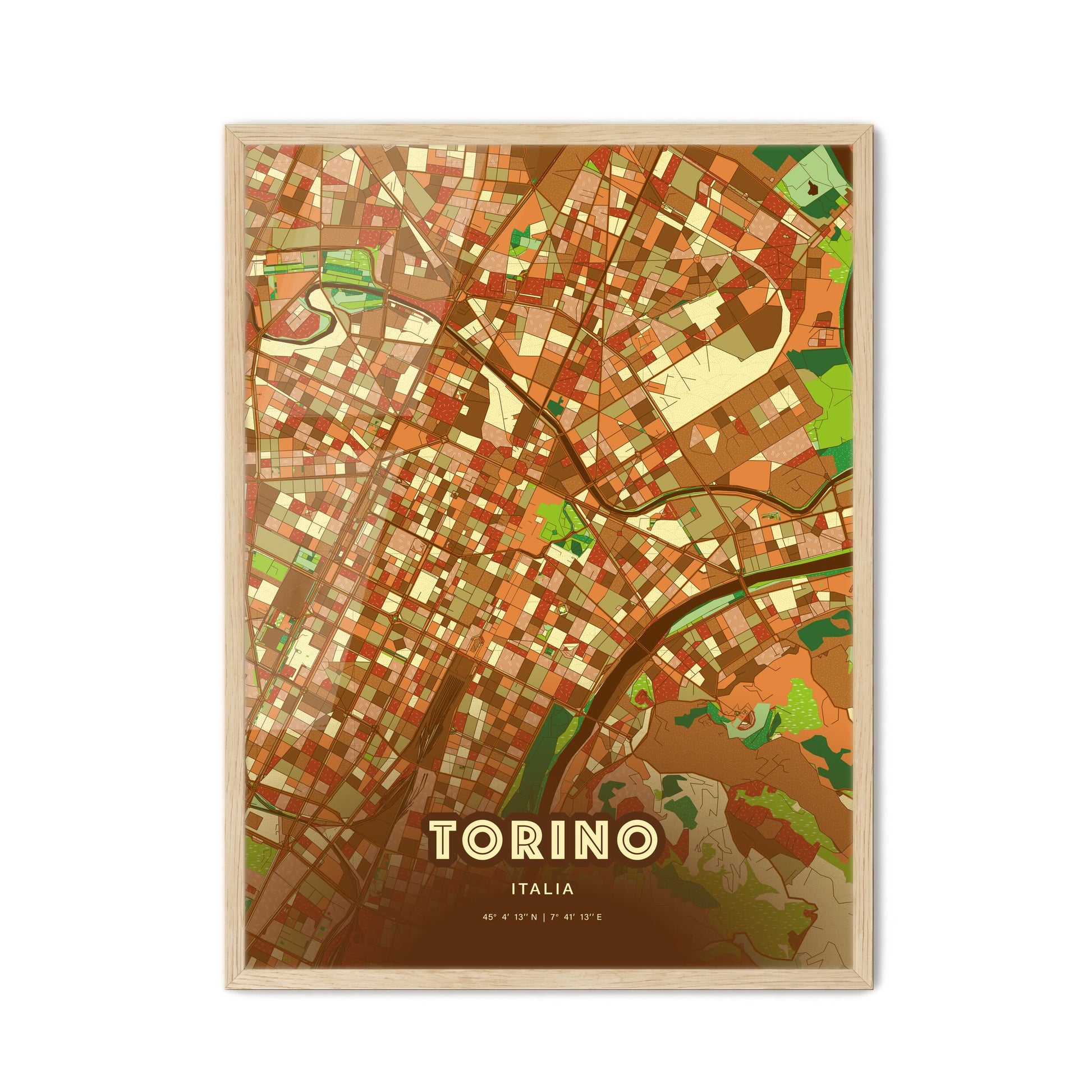 Colorful Turin Italy Fine Art Map Farmhouse