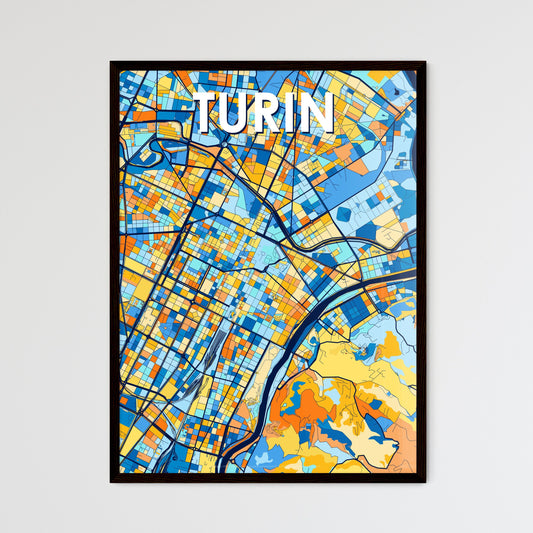 TURIN ITALY Vibrant Colorful Art Map Poster Blue Orange