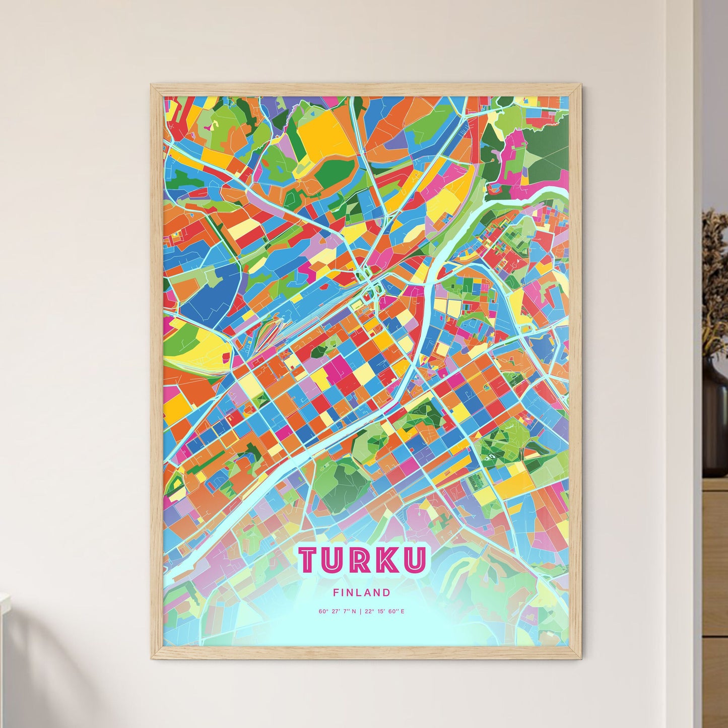 Colorful Turku Finland Fine Art Map Crazy Colors