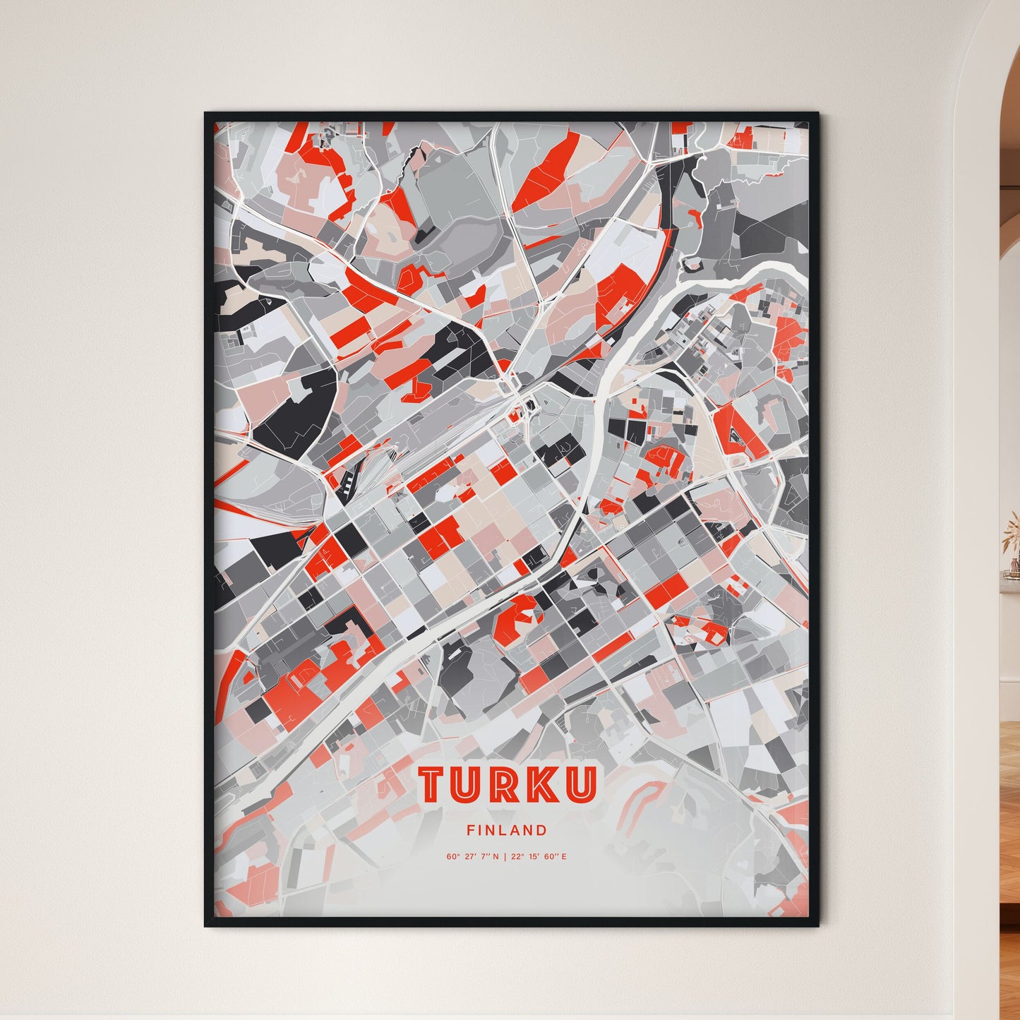 Colorful Turku Finland Fine Art Map Modern Expressive