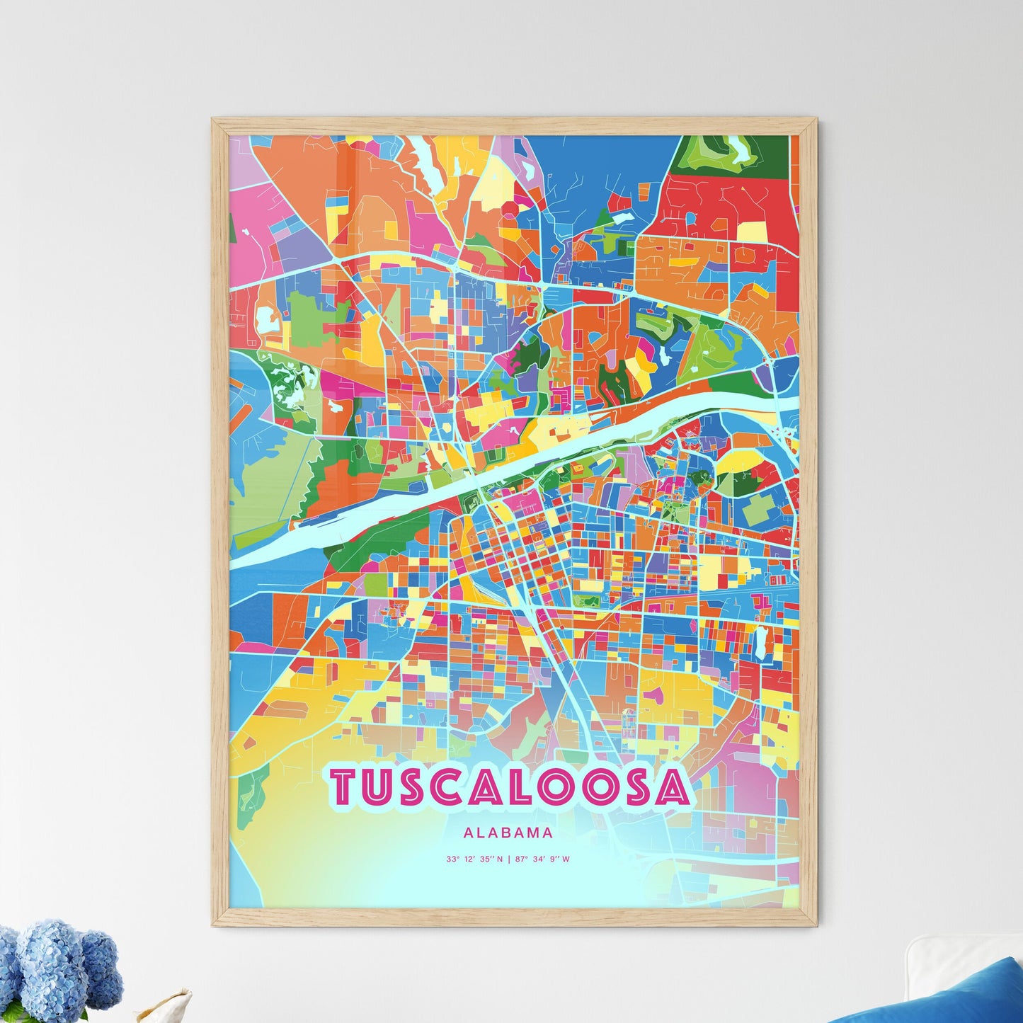 Colorful Tuscaloosa Alabama Fine Art Map Crazy Colors