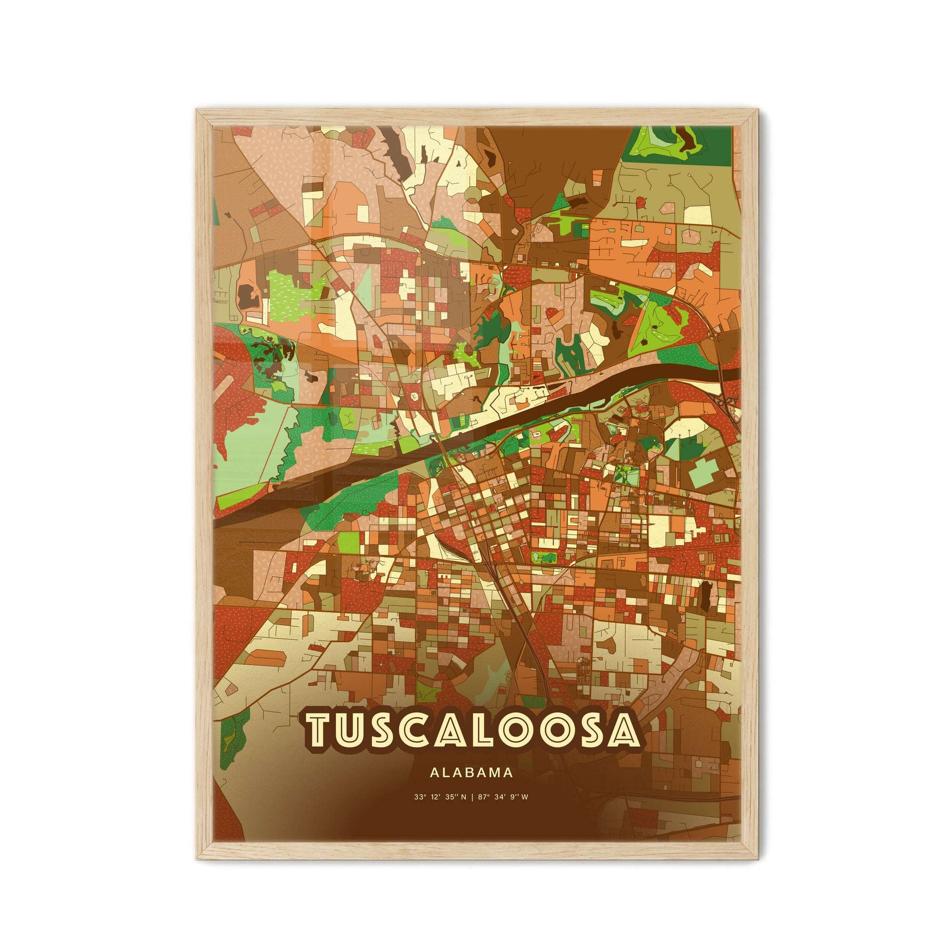 Colorful Tuscaloosa Alabama Fine Art Map Farmhouse