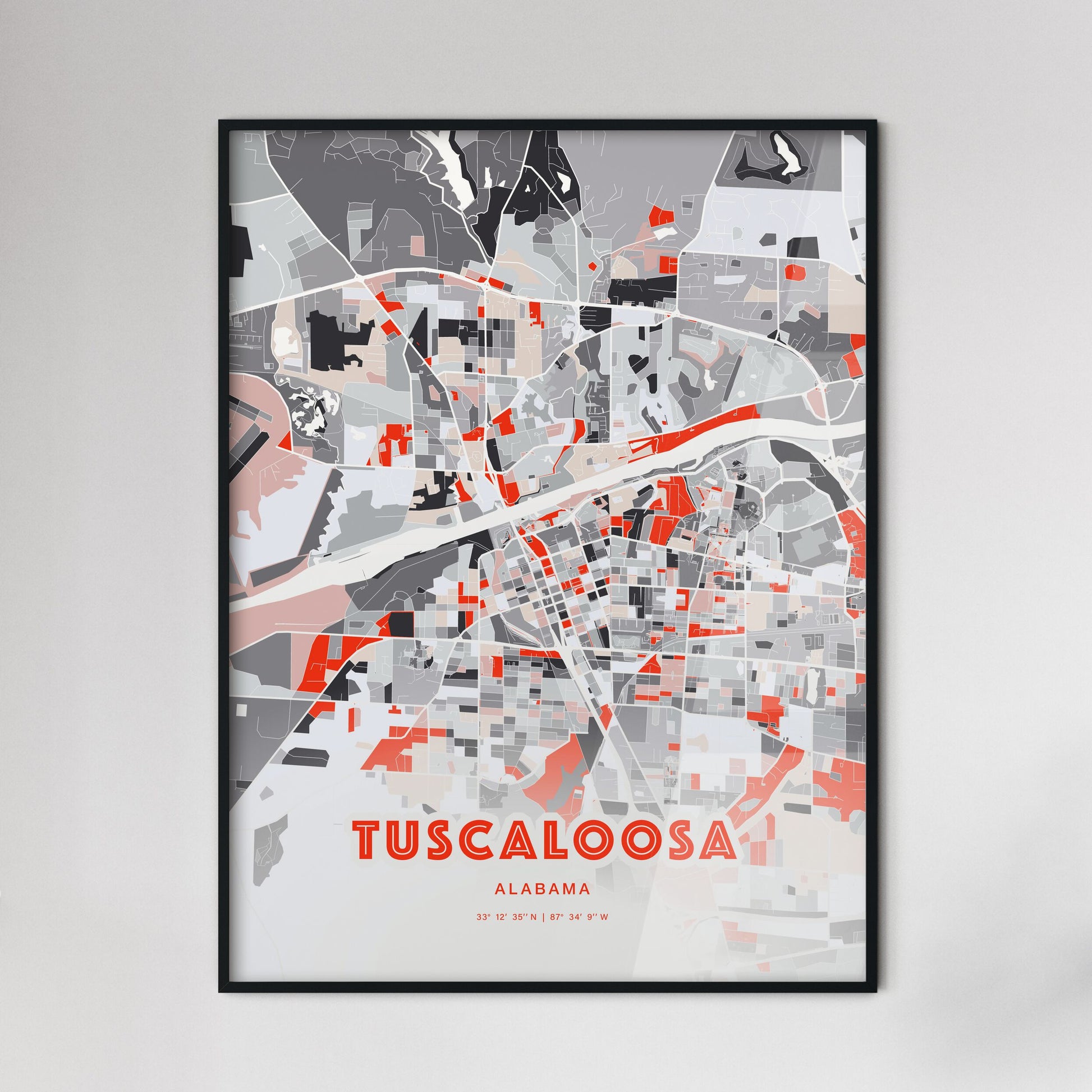 Colorful Tuscaloosa Alabama Fine Art Map Modern Expressive