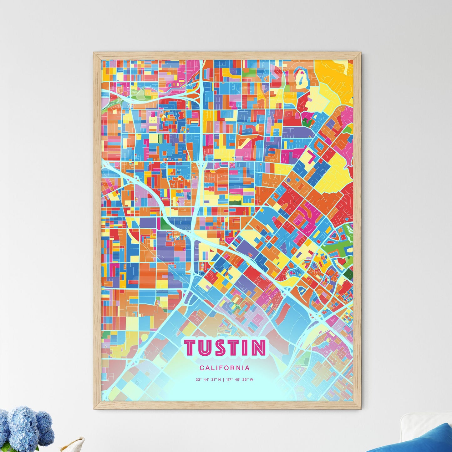 Colorful Tustin California Fine Art Map Crazy Colors