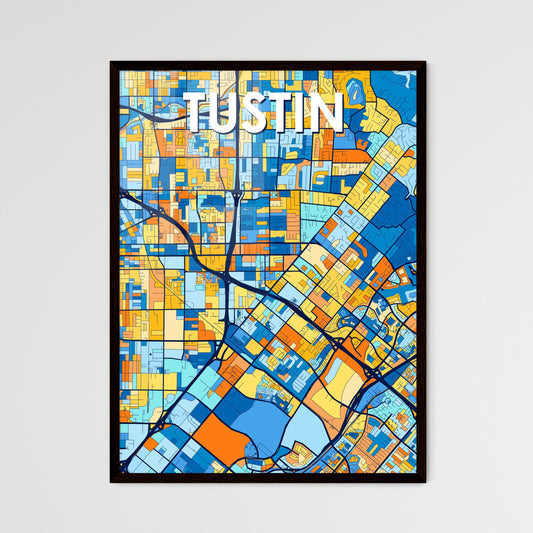 TUSTIN CALIFORNIA Vibrant Colorful Art Map Poster Blue Orange