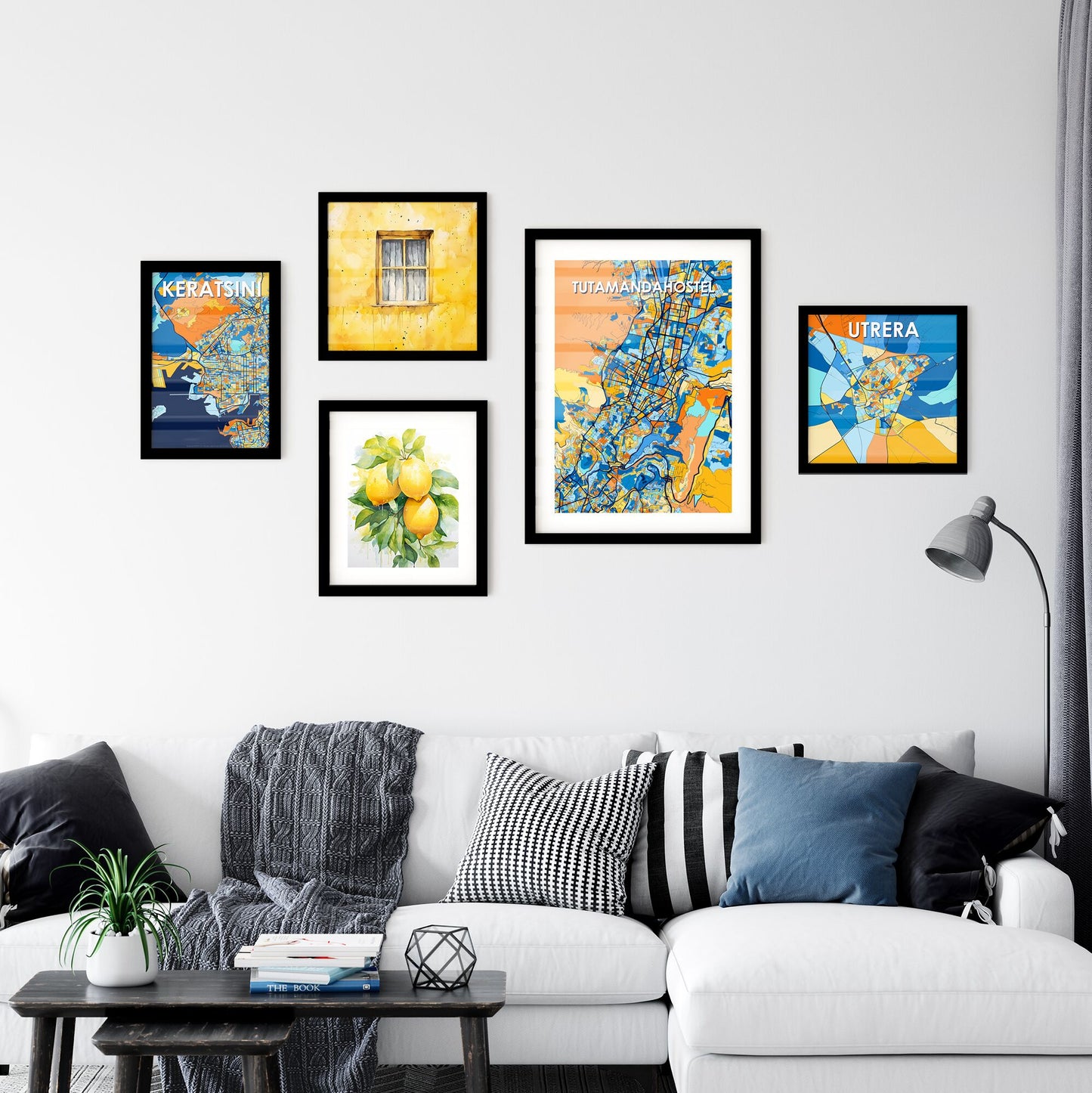 TUTAMANDAHOSTEL ECUADOR Vibrant Colorful Art Map Poster Blue Orange