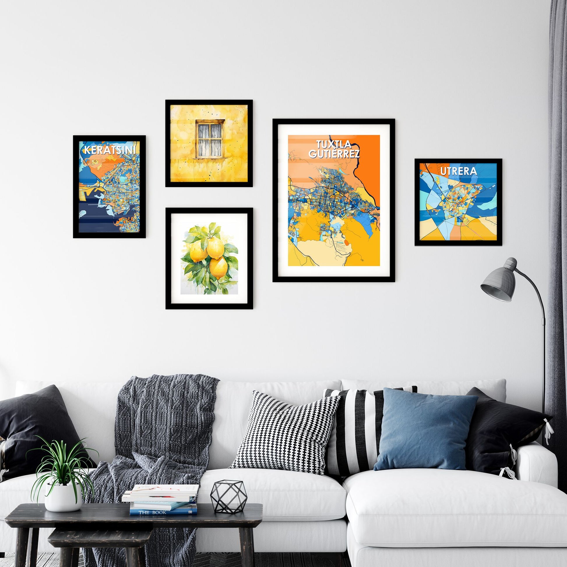 TUXTLA GUTIÉRREZ MEXICO Vibrant Colorful Art Map Poster Blue Orange