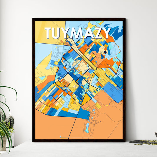 TUYMAZY RUSSIA Vibrant Colorful Art Map Poster Blue Orange