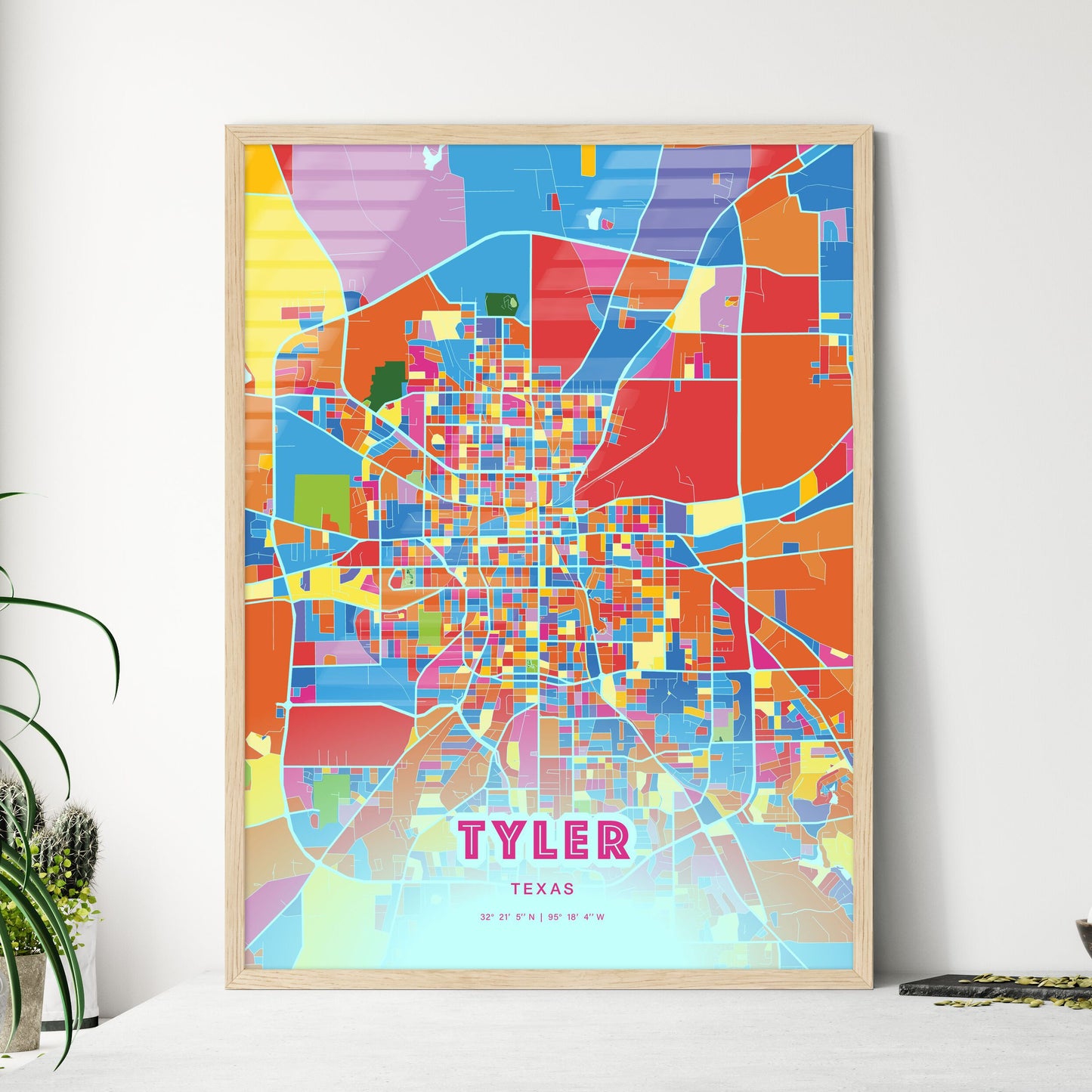 Colorful Tyler Texas Fine Art Map Crazy Colors