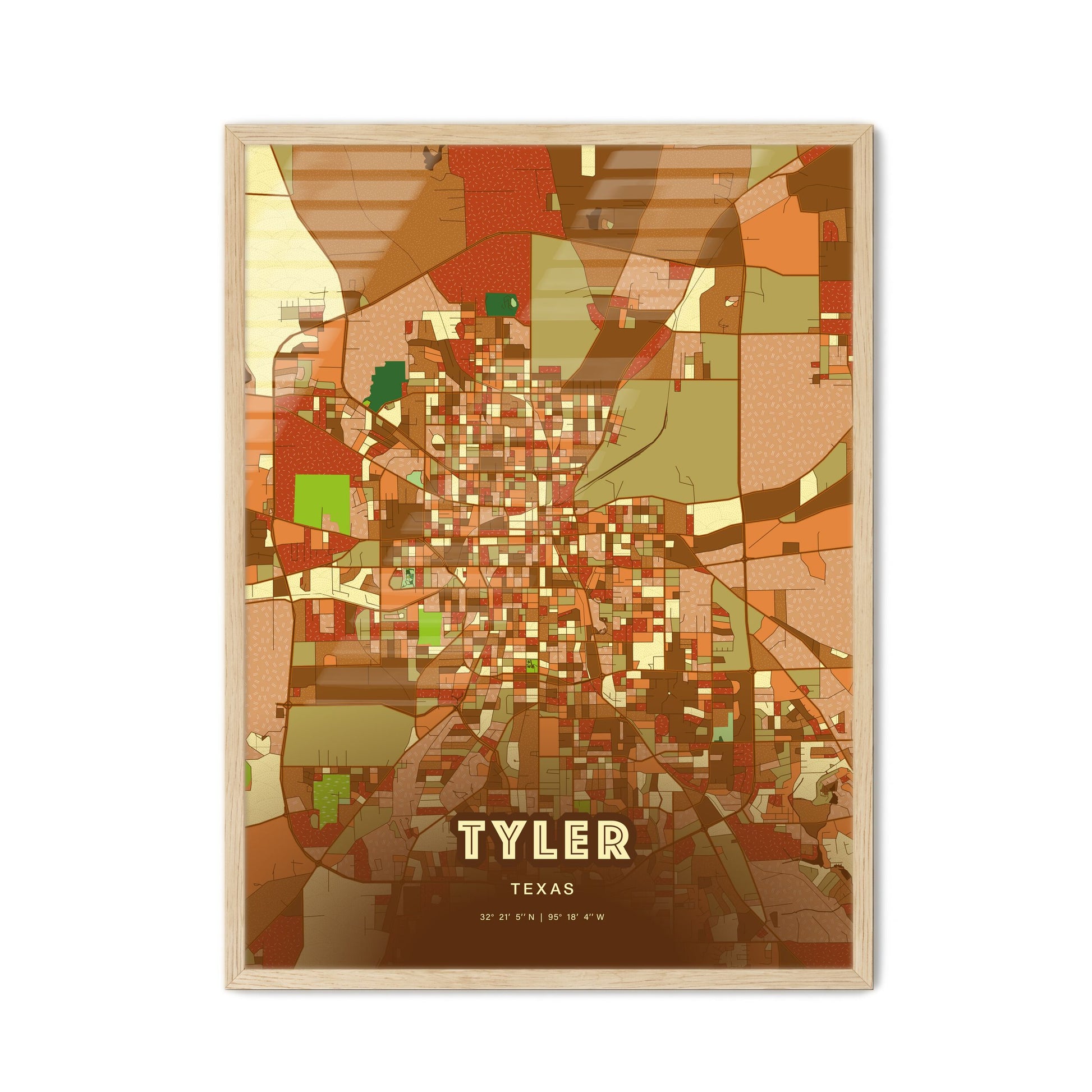 Colorful Tyler Texas Fine Art Map Farmhouse