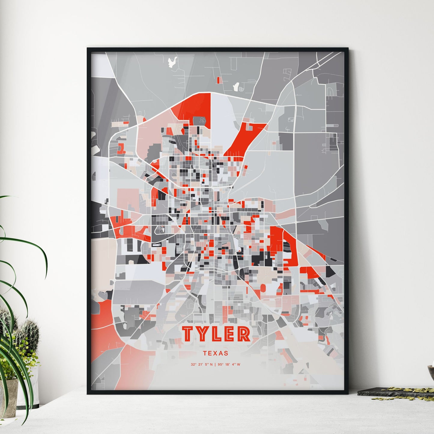 Colorful Tyler Texas Fine Art Map Modern Expressive