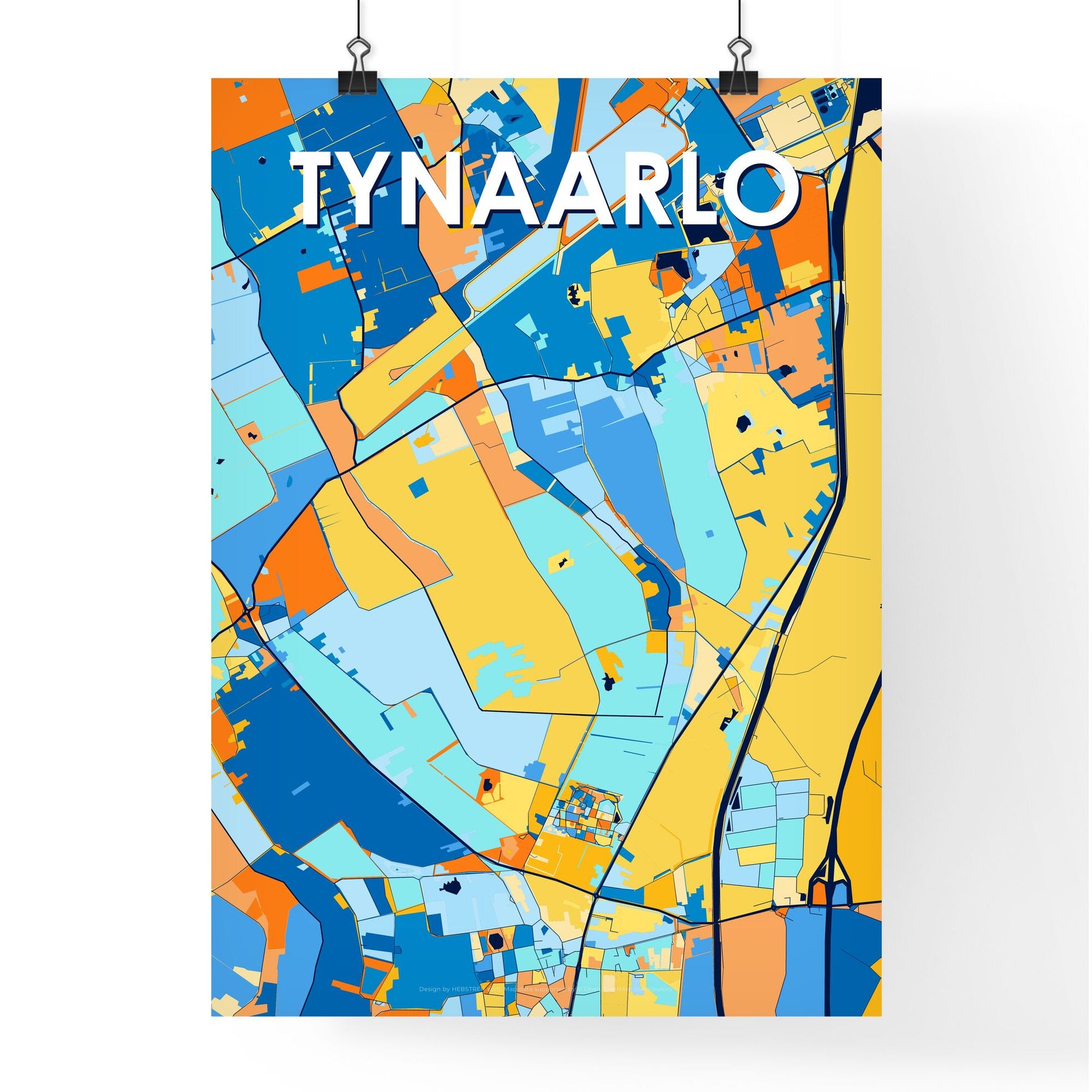 TYNAARLO NETHERLANDS Vibrant Colorful Art Map Poster Blue Orange