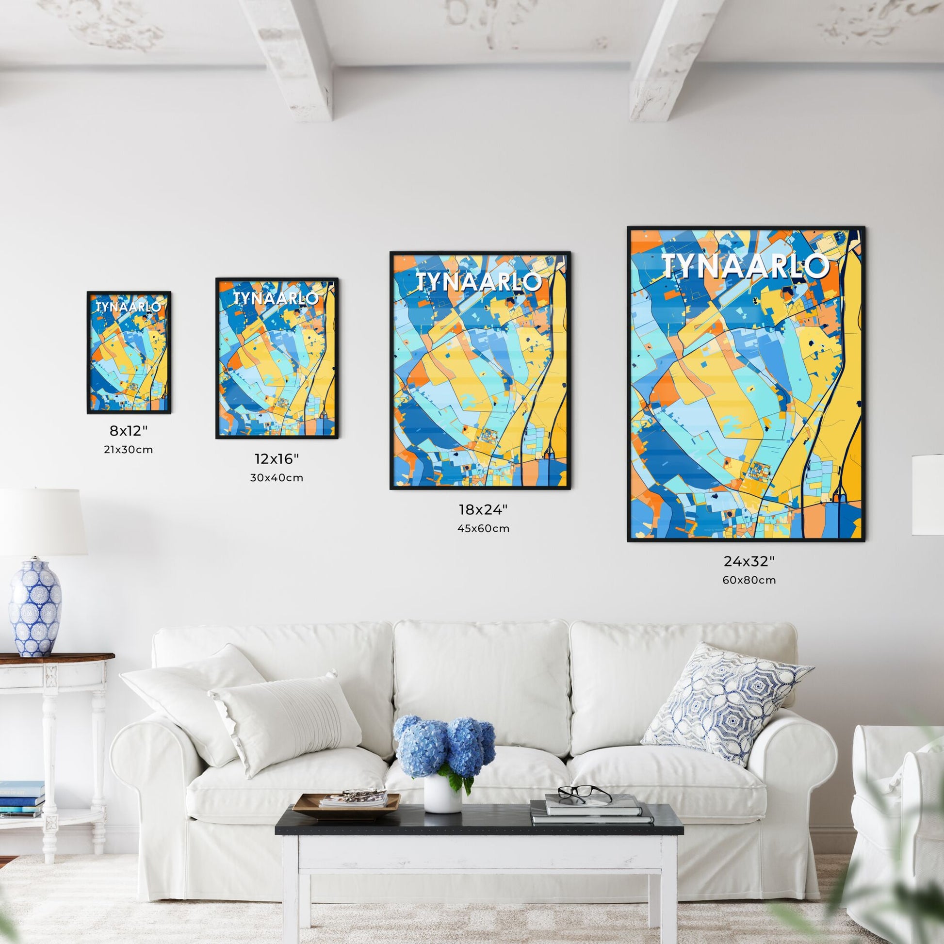 TYNAARLO NETHERLANDS Vibrant Colorful Art Map Poster Blue Orange