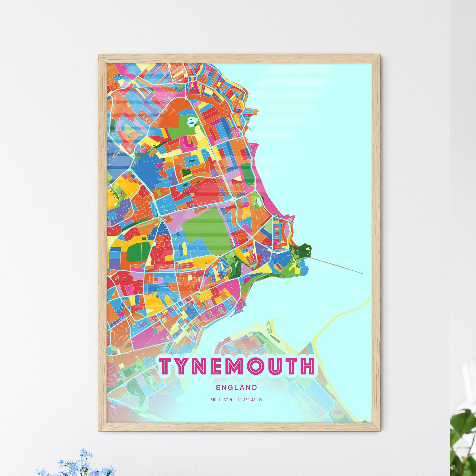 Colorful Tynemouth England Fine Art Map Crazy Colors