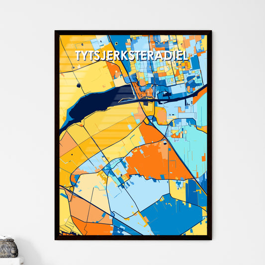 TYTSJERKSTERADIEL NETHERLANDS Vibrant Colorful Art Map Poster Blue Orange