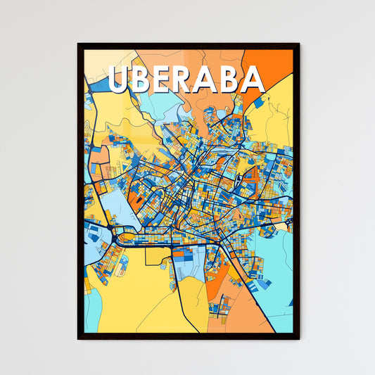 UBERABA BRAZIL Vibrant Colorful Art Map Poster Blue Orange