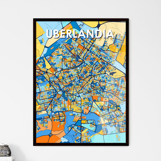 UBERLANDIA BRAZIL Vibrant Colorful Art Map Poster Blue Orange