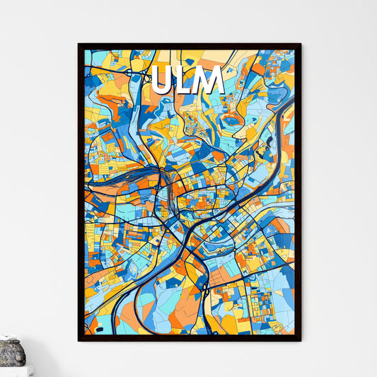 ULM GERMANY Vibrant Colorful Art Map Poster Blue Orange