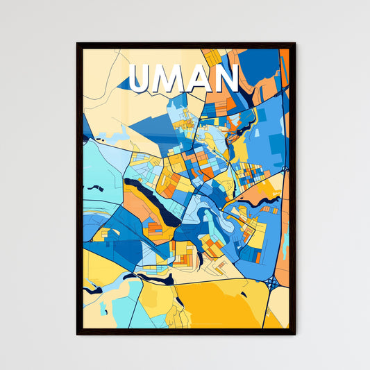 UMAN UKRAINE Vibrant Colorful Art Map Poster Blue Orange