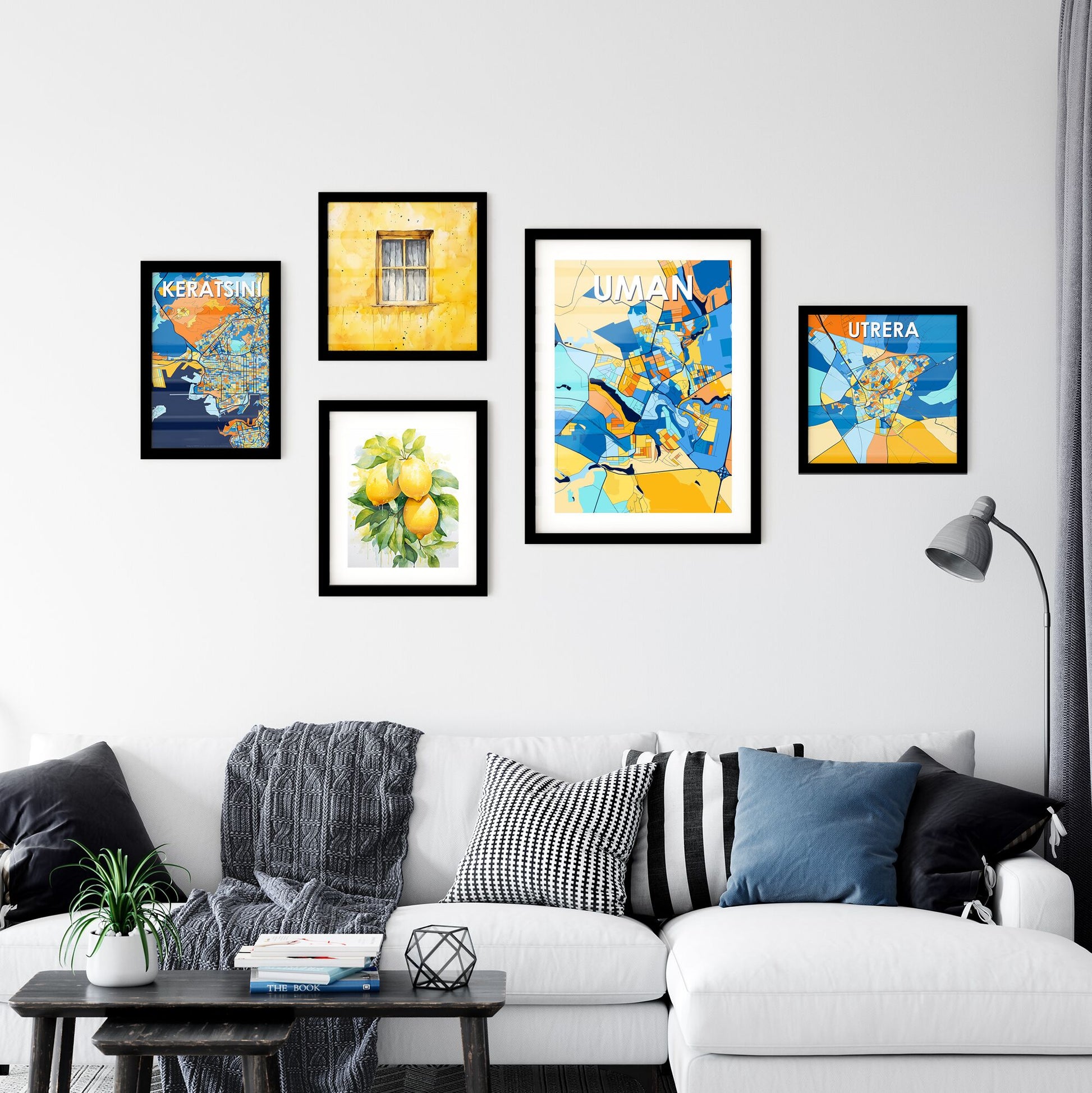 UMAN UKRAINE Vibrant Colorful Art Map Poster Blue Orange