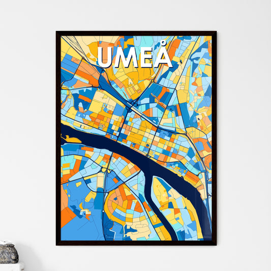 UMEÅ SWEDEN Vibrant Colorful Art Map Poster Blue Orange