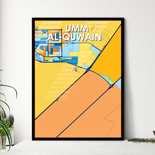 UMM AL-QUWAIN UNITED ARAB EMIRATES Vibrant Colorful Art Map Poster Blue Orange