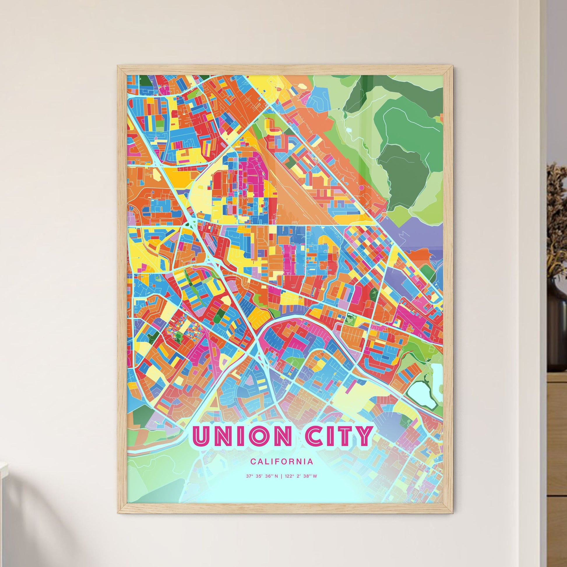 Colorful Union City California Fine Art Map Crazy Colors
